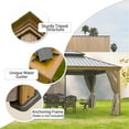 thumbnail image 3 of 12'x14' Hardtop Gazebo, Outdoor Wooden Coated Aluminum Frame Hard Top Gazebo with Galvanized Steel Double Roof, Permanent Metal Roof Gazebo with Nettings, Curtains and Hooks for Deck, Patio, 3 of 7