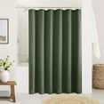 thumbnail image 4 of 75 Inch Bathroom Shower Curtain Olive Green Boho Farmhouse Vintage Rustic Country Shower Curtains for Bathroom Linen Textured Water Repellent Fabric Drapes with Hooks Sets 72x75 Inches Long, 4 of 5