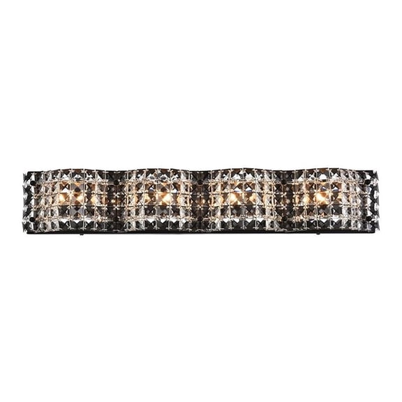 Modern Home Decorative Iron Ollie 4 Light Bath Sconce In Black With Clear Crystals