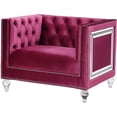 thumbnail image 1 of ACME Heibero Button Tufted Velvet Upholstery Chair in Burgundy, 1 of 7