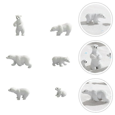 HONITANO 5Pack Miniature Polar Bear Figurines Tiny Cute Animal Decor for Kids Collectors