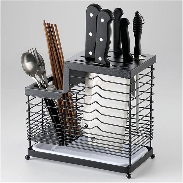 Soporte para cubiertos Escurridor Organizadores de cubiertos Organizadores de metal Organizador de almacenamiento Compounvs de cocina Caddy para utensilios Sostiene cuchillos Cucharas