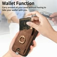 thumbnail image 5 of ELEHOLD Back Wallet Case for iPhone 13 Pro Max Premium PU Leather Credit Card Slots Strong Magnetic Compatible with Magnetic Car Mount Holder Finger Ring Holder Stand Drop Protection Case,brown, 5 of 8