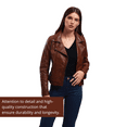 thumbnail image 5 of BLUE WELLFORD Mary Women's Cognac Leather Perfecto Jacket with Shoulder Cutouts, Zipper Pockets, and Lapel Collar, 5 of 5