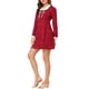 thumbnail image 4 of INSPIRE CHIC Women's Polka Dots Peter Pan Collar Contrast Long Sleeve Shirt Dress L Burgundy, 4 of 7