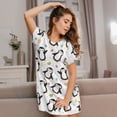 thumbnail image 3 of Fotbe Colorful Hearts Penguin Pattern Women's Cotton Nightgown Sleepwear Short Sleeves Shirt Casual Print Sleepdress, 3 of 6