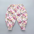 thumbnail image 5 of WOLLED Kids Baby Linen Harem Pants Trousers for Girls 1-9Y Toddler Summer Casual Long Pants Summer Soft Floral Cotton Linen Harem Bloomers Pants, 5 of 10
