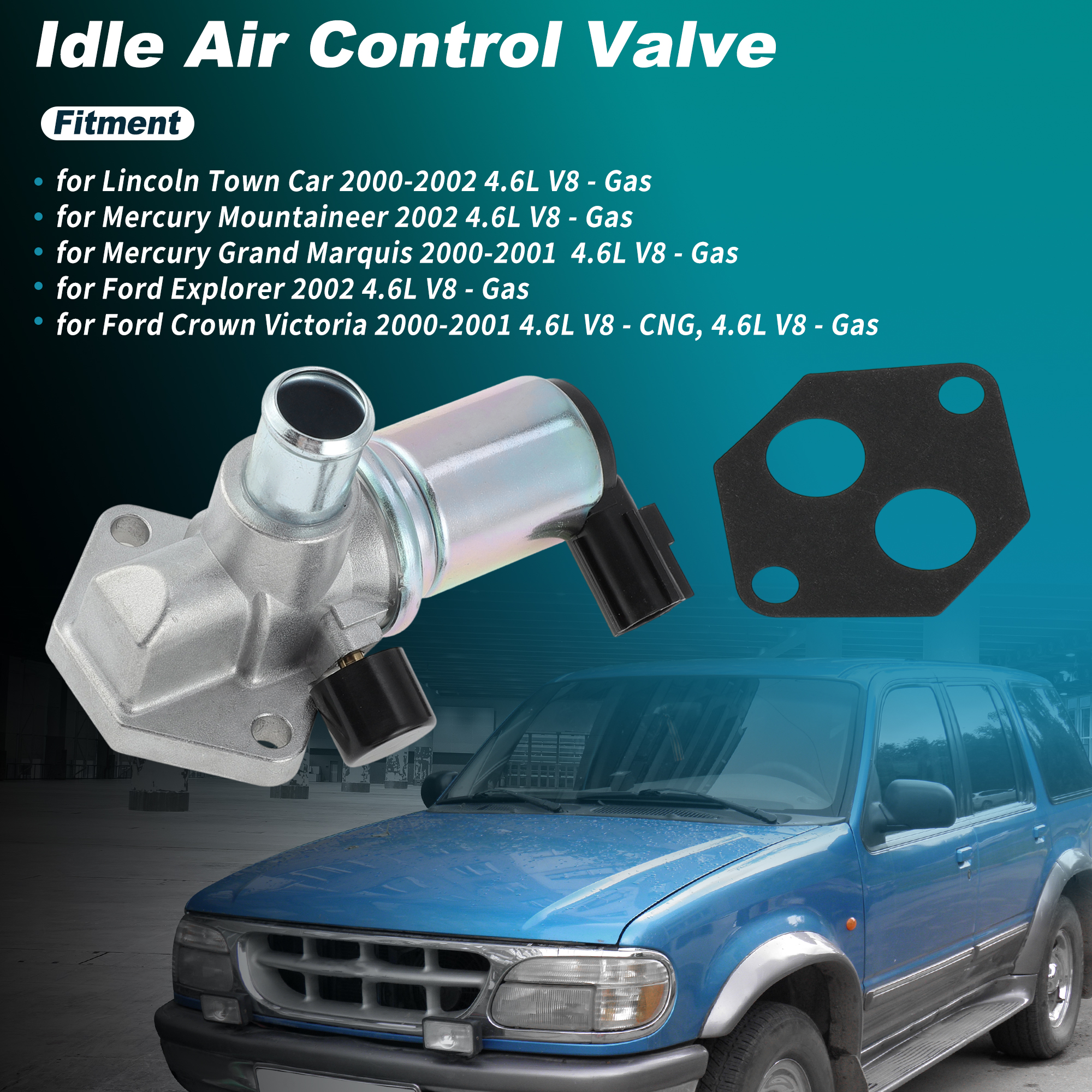 Unique Bargains Idle Air Control Valve for Lincoln Town Car 2000-2002 4.6L V8 Fuel Injection Idle Air Control Valve IAC w/Gasket for Ford Explorer 2002 4.6L V8 No.F8VZF715BA/F8VZF715BB