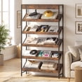thumbnail image 2 of Gymax 6-Tier Bookshelf Industrial Tall Bookcase w/ Angled Shelves & Metal Frame, 2 of 10