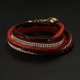 thumbnail image 2 of Pulsera con diseño de múltiples capas, brazalete con decoración de diamantes de imitación y lentejuelas de PU, joyería delicada (rojo), 2 of 3