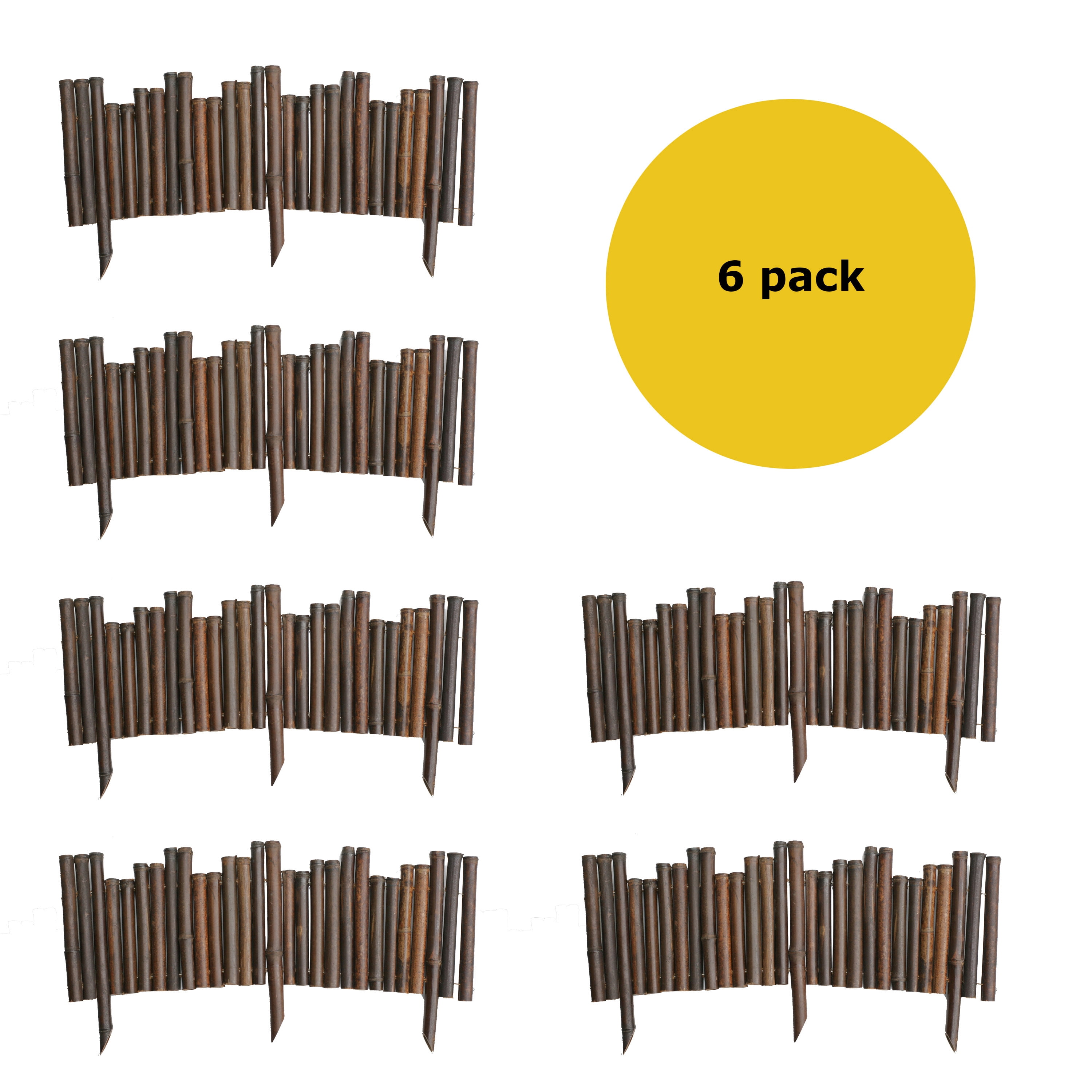 8"H x 134"L Backyard X-Scapes Caramel Brown Bamboo Garden Edging for Landscaping Flexible (6-Pack)
