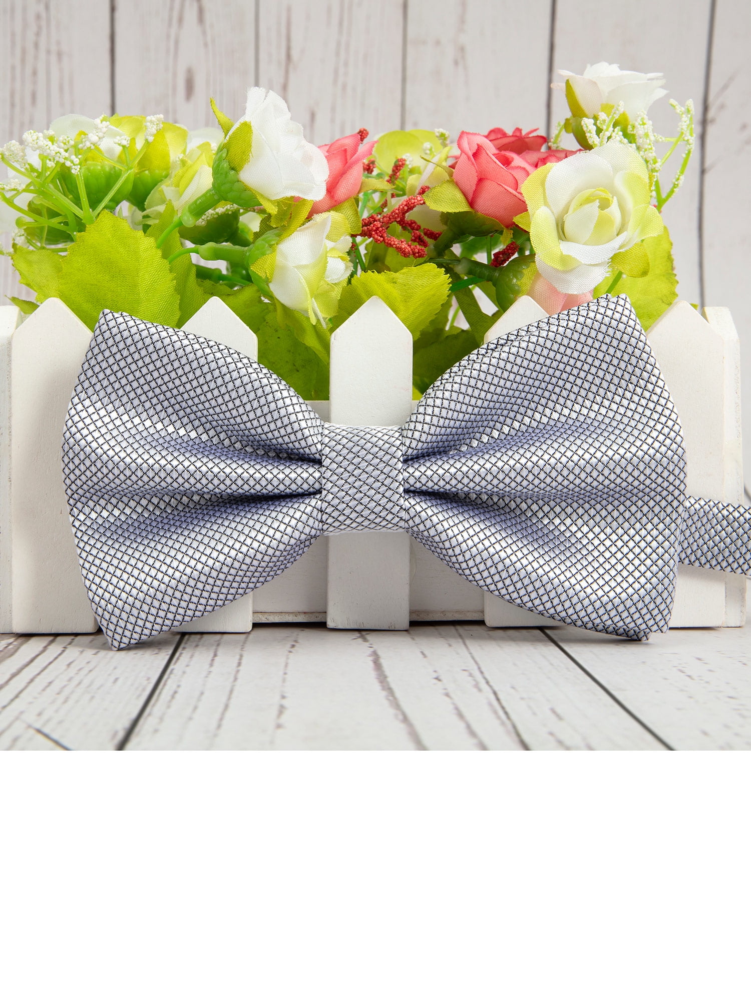 Secdtie Mens Paisley Jacquard Wedding Pre-tied Silk Bow Tie Pocket Square Set