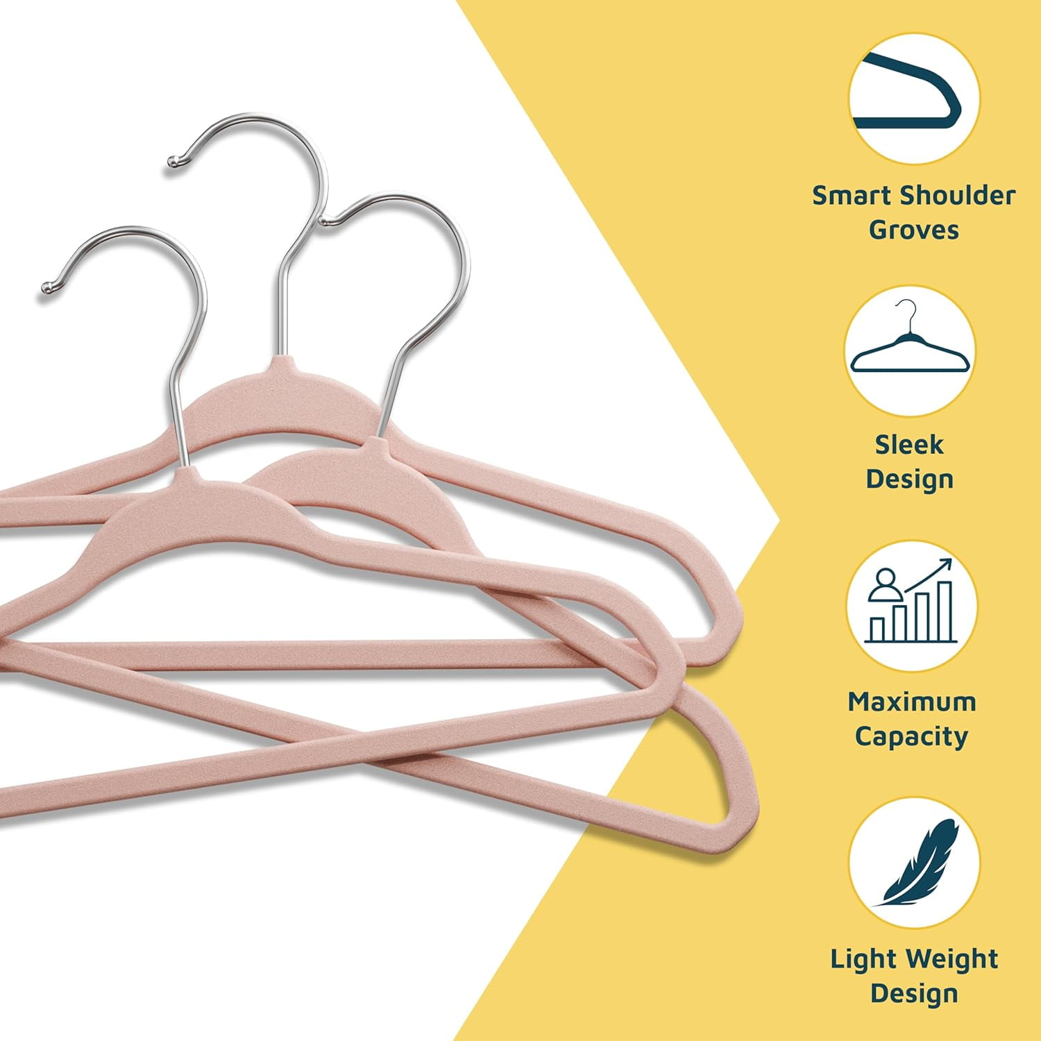 Lifemaster Velvet Kids Hangers, 100-Pack Non-Slip Baby & Toddler Clothes Hangers, Slim Space-Saving with Swivel Hook, Pink