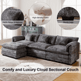 thumbnail image 6 of GNIXUU 112" Oversized Sectional Sofa Cloud Couch for Living Room, Modern Chenille L Shaped Couch, Comfy Boucle Modular Sofa Sleeper with Moveable Ottoman & Memory Foam (Gray), 6 of 8