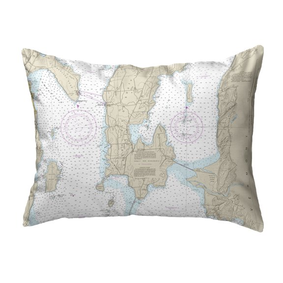 Betsy Drake KS14782 11 x 14 in. South Hero Island, VT Nautical Map Non-Corded Indoor & Outdoor Pillow