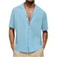 thumbnail image 1 of Birdeem Chemises à Manches Courtes pour Hommes Chemise Texturée Hawaïenne Chemise Habillée Décontractée Unie, 1 of 10