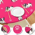 thumbnail image 4 of Boston Terrier on Red Background Round Fitted Tablecloth with Elastic Edge,Dining Table Cover Waterproof,Outdoor Round Tablecloth for Camping,Dining,Indoor and Outdoor, 4 of 7