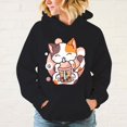 thumbnail image 3 of Sudadera con capucha con estampado divertido de gato Boba Tea, moda para mujeres y hombres, sudaderas informales, sudaderas con capucha para mujeres, 3 of 4