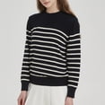 thumbnail image 5 of Women's Striped Sweater Crew Neck Long Sleeve Loose Fit Casual Pullover Top, 5 of 9