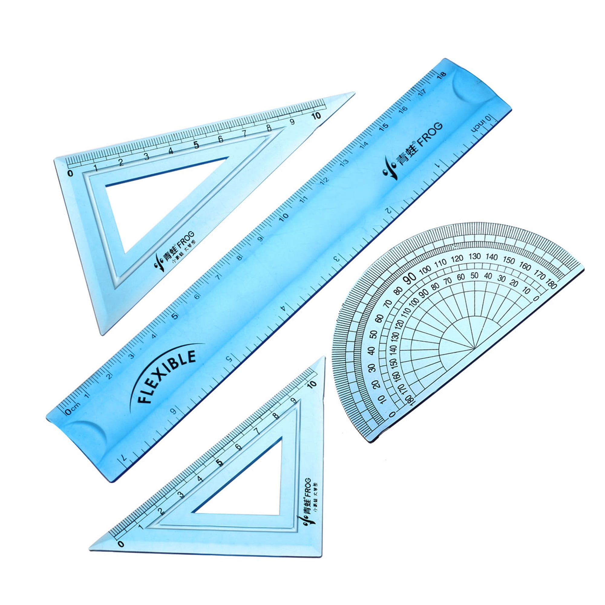 Math Set Flexible Rulers with 180 degree Protractor 30/60 Triangle