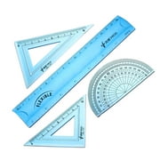 Math Set Flexible Rulers with 180 degree Protractor Triangle Rulers 7 inch Straight Ruler (4 Pack)