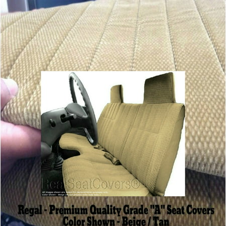 Chevy S10 GMC Sonoma S15 1994 - 1999 12mm Thick Bench Seat Cover A27 Molded Headrest Large Notched Cushion (Beige)