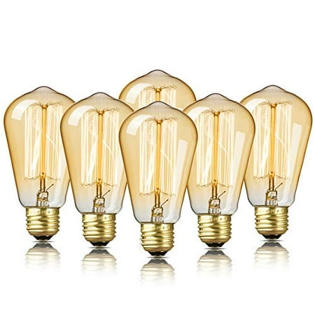 

6-Pack Edison Bulb DecorStar Edison Light Bulbs Antique Vintage Light Bulb 60W 2200K Amber Warm 230 Lumens 110V E26 ST58 Dimmable Edison Lights for Home Light Fixtures and Decorative