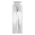 thumbnail image 3 of Mepaouo Womens Baggy Wide Leg Jeans Boyfriend Drawstring High Waisted Pull on Denim Pants(White,L), 3 of 3