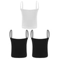 thumbnail image 4 of Miutii Girls Ribbed Camisole Cotton Cami 3 Pack Kids Basci Tank Undershirt Sleeveless Dance Crop Top Black&Black&White L, 4 of 8