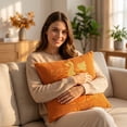 thumbnail image 4 of Halloween Throw Pillow Covers 18x18 Inch, Soft Plush Pumpkin Red Decorative Square Pillowcases, Farmhouse Holiday Cushion Covers for Sofa Living Room Home Fall Halloween Thanksgiving Decor, 4 of 4
