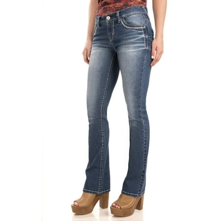 WallFlower Women's Size Legendary Bootcut Mid-Rise Insta Stretch Juniors Jeans (Standard, Keller, 20 Plus