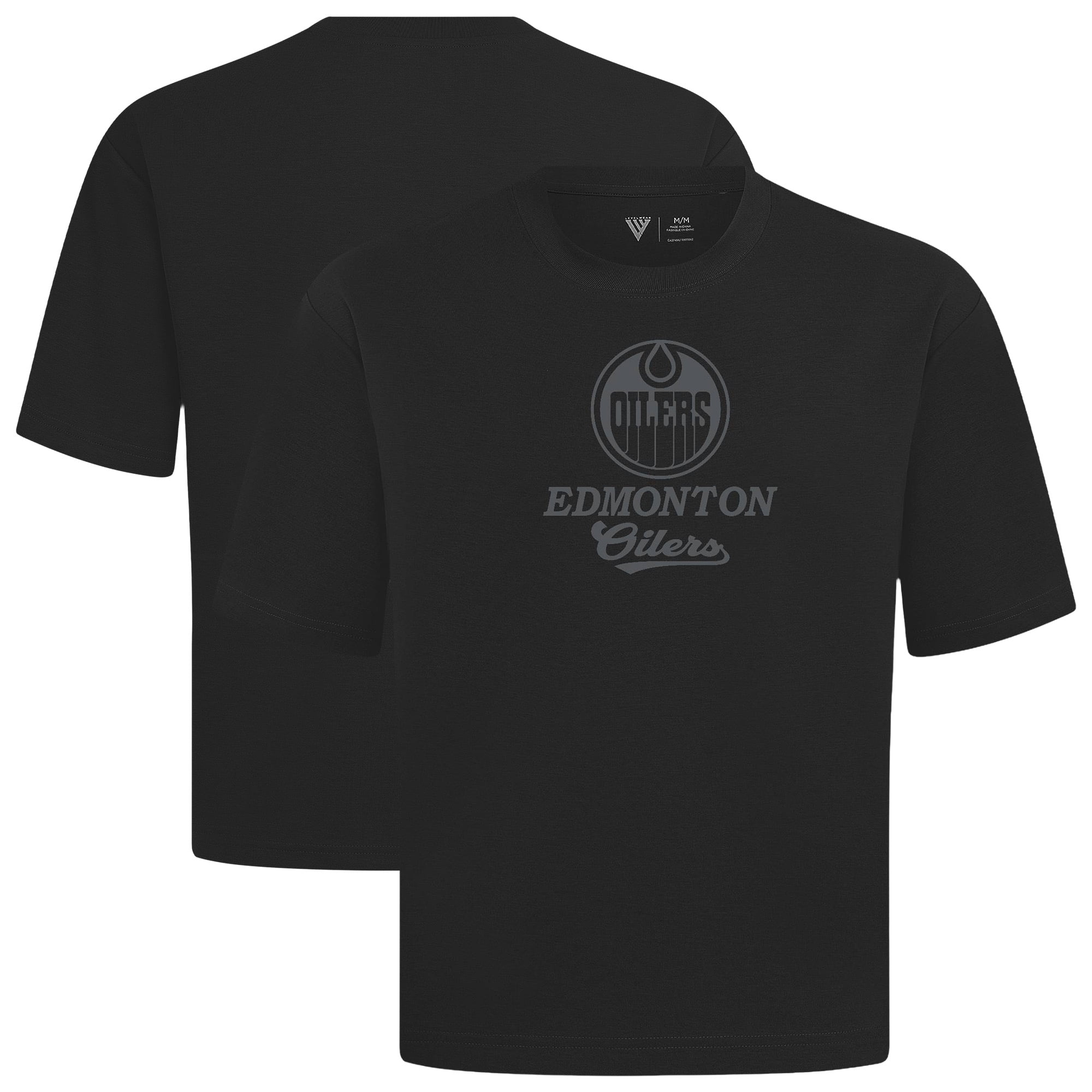 Men's Levelwear Black Edmonton Oilers Shadow Surge Luxe Signature Knit T-Shirt