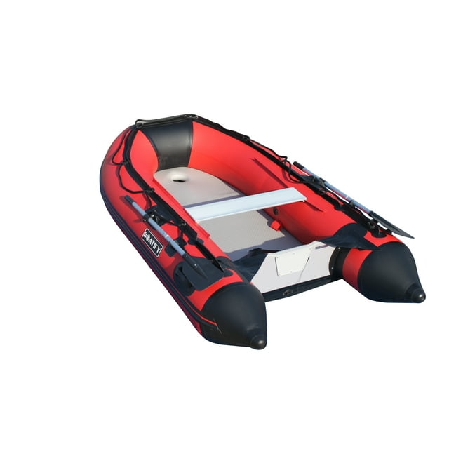 BOATIFY 8.9 ft Inflatable Boat Raft Dinghy Pontoon Fishing Boat with Air Floor Red