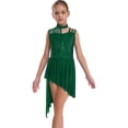 thumbnail image 2 of vastwit Figure Skating Dress for Girls Sleeveless Floral Lace Asymmetrical Skirt Leotards Ballet Lyrical Dance Dress Green 14, 2 of 5