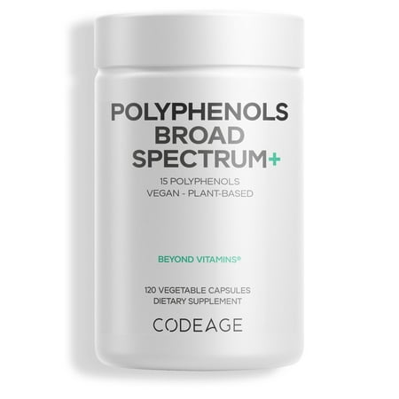 Codeage Polyphenols Broad Spectrum, Vegan Superfood, Organic Blueberry, Quercetin, Pomegranate, Açai, 120 ct