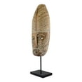 thumbnail image 5 of 21" Wooden Hand Carved Tribal Ethnic Primitive Brown Mask on Stand Sculpture Figurine Statue Handmade Home Decor Accent Handcrafted Art, 5 of 7
