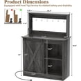 thumbnail image 3 of Homieasy Farmhouse Coffee Bar Cabinet with Charging Station, LED Lighting, Adjustable Shelves & Rustic Sliding Barn Door Design for Kitchen, Dining, or Living Room, Black Oak, 3 of 9