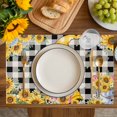 thumbnail image 4 of Gnomes Plaid Placemats Set of 8, Yellow Sunflower Farmhouse Bee Black Check Placemats for Dining Table, Place Mats for Kitchen Tabletop, Waterproof Wipeable Dining Table Mats Set, 4 of 9