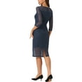 thumbnail image 4 of INSPIRE CHIC Women's Lace 3/4 Sleeve Dress for Juniors Square Neck Midi Straight Tired, 4 of 6