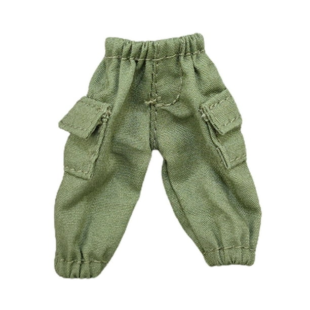 Pantalones casuales a escala 1/18, accesorio para muñeca, ropa hecha a mano, figura de acción mini de 3,75 pulgadas verde