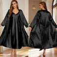 thumbnail image 4 of Satin Nightgown and Robe Set for Women 2 Piece Sexy V-Neck Silk Slip Dress Long Chemise Sleepwear Pajamas for Bridal Party, 4 of 6