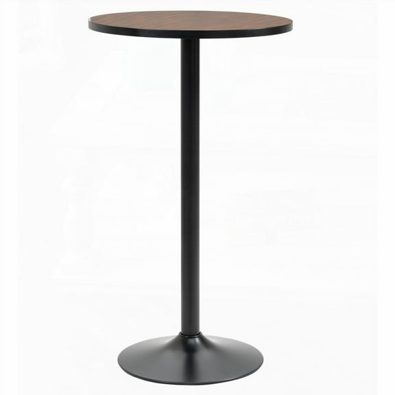 HOMCOM 42" H Bar Height Round Bar Table with Rustic Elm Wood Top and Metal Base - Ideal for Indoor/Outdoor Use