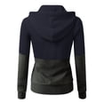 thumbnail image 3 of Doublju Womens Long Sleeve Lightweight 2 Color Blocked Hoodie Jacket With Side Pockets, 3 of 4