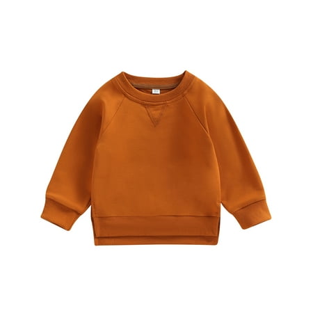 

Wallarenear Baby Boy Girl Sweatshirt Solid Color Pullover T Shirt Fall Winter Blouse Tops