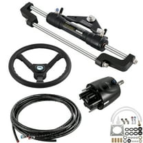 KFFKFF Hydraulic Marine Steering Set, 300HP Hydraulic Navigation System with Helm Pump, Cylinder, Wheel, 24 Feet Hose and Hydraulic Seal Kit, Resistant to Corrosion Boat Steering Kit
