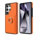 thumbnail image 6 of For Samsung Galaxy S25 Ultra Wallet Case with Card Holder, 360°Rotation Ring Holder Kickstand, Premium PU Leather RFID Blocking Card Pocket Protective Cover For Samsung Galaxy S25 Ultra, Orange, 6 of 6