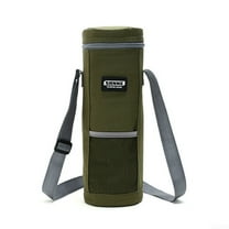 Arkzeo Outdoor Hiking Camping Water Bottle Cooler Bag Insulated Cylinder Shoulder Strap 2L green