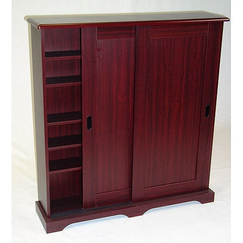 Sliding Door Multimedia Stand Cherry Com Sliding Door Multimedia Stand Cherry, Sliding Door Media Cabinet