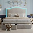 thumbnail image 6 of Merluxy LED Full Bed Frames with Storage Drawer, Upholstered Platform Bed with Adjustable Headboard, No Box Spring Needed, Easy Assembly,Grey, 6 of 7