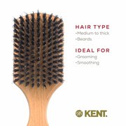 Kent OG2S Beechwood Soft Bristle Hair Brush and Facial Brush for Beard Care - Exfoliating Soft White Natural Boar Bristle Brush for Mens Grooming, Hair Care, and Beard Straightener for Men's Skin